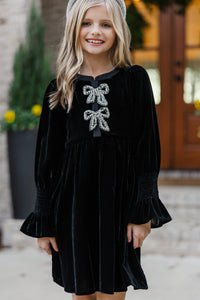 Girls: The Bella Black Velvet Dress