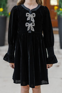 Girls: The Bella Black Velvet Dress