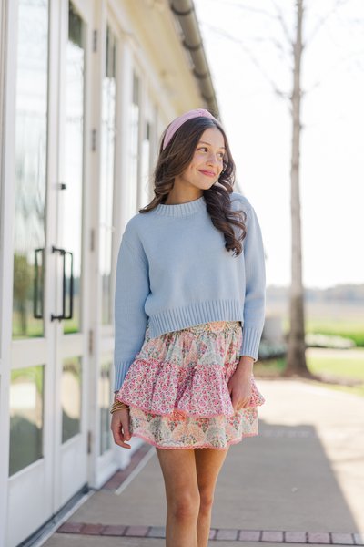 Girls: Sweet Dreams Pink & Mint Mixed Print Ruffled Skirt