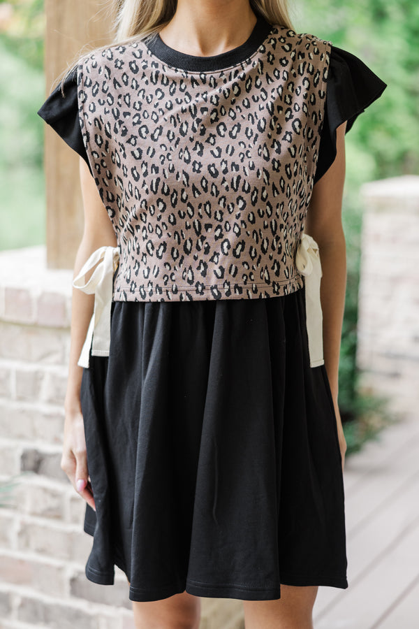 Check On You Black Leopard Dress