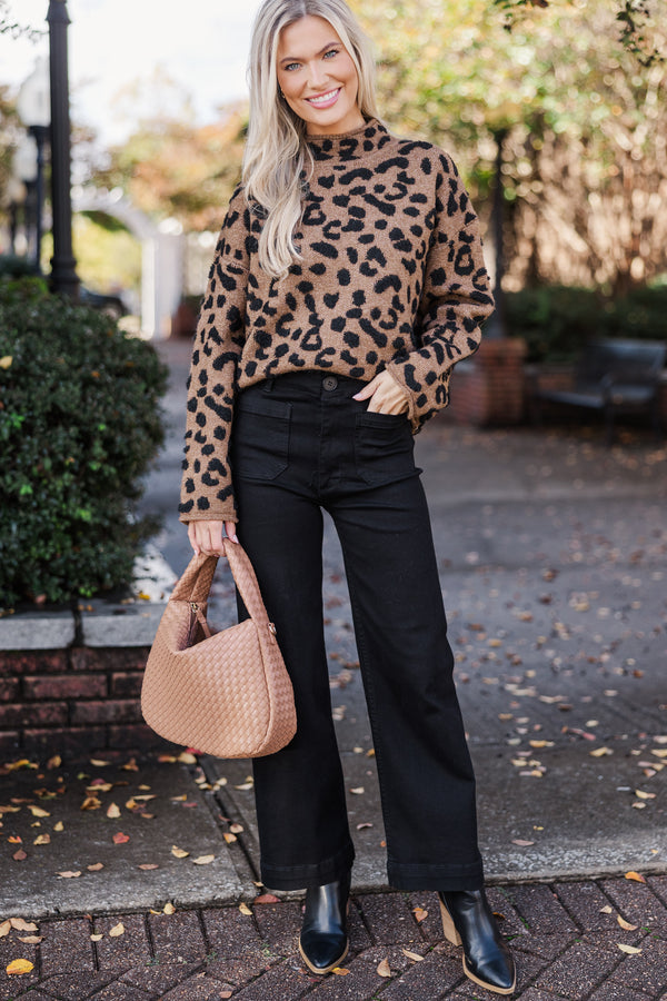 Work With You Brown Leopard Sweater