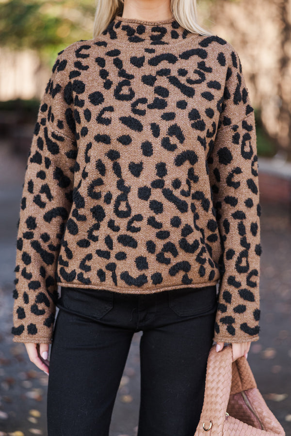 Work With You Brown Leopard Sweater