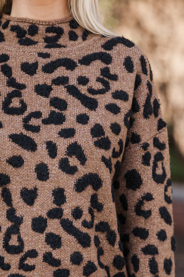 Work With You Brown Leopard Sweater