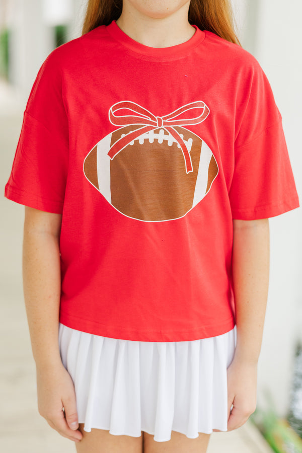 Girls: Play Ball Red Graphic Tee