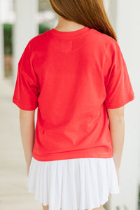 Girls: Play Ball Red Graphic Tee