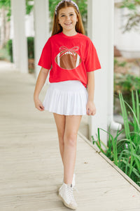 Girls: Play Ball Red Graphic Tee