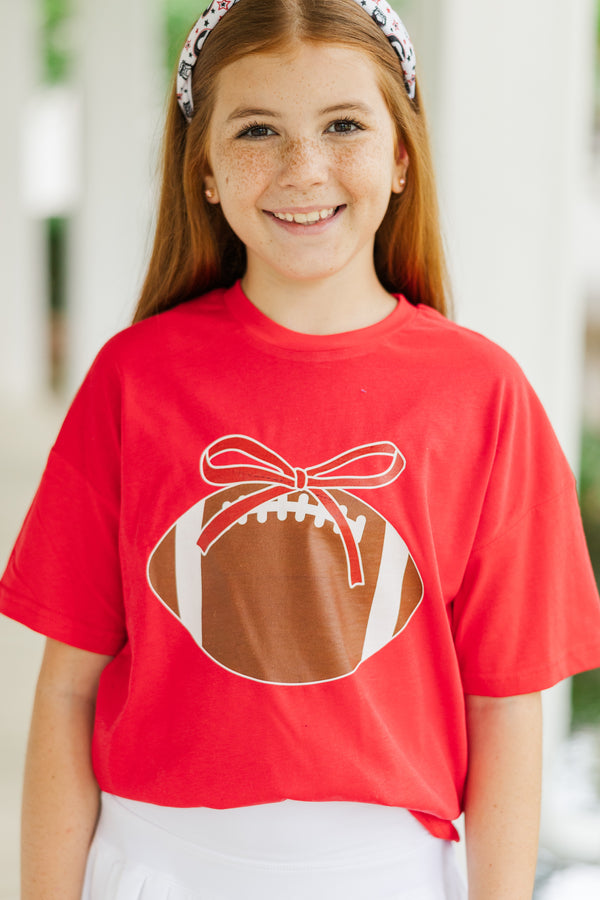 Girls: Play Ball Red Graphic Tee