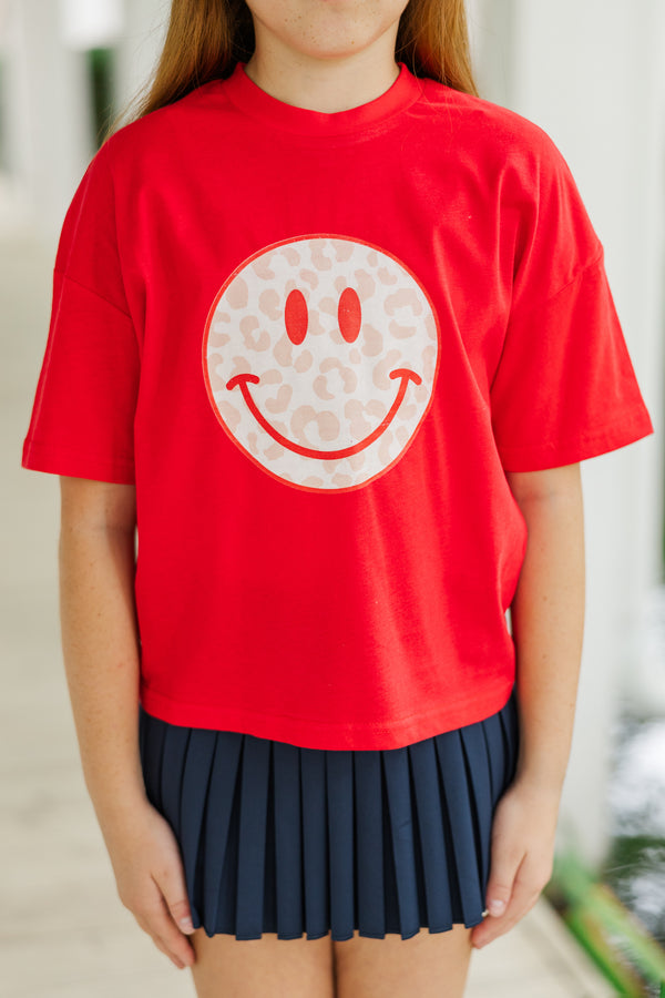 Girls: Wildly Happy Red Graphic Tee