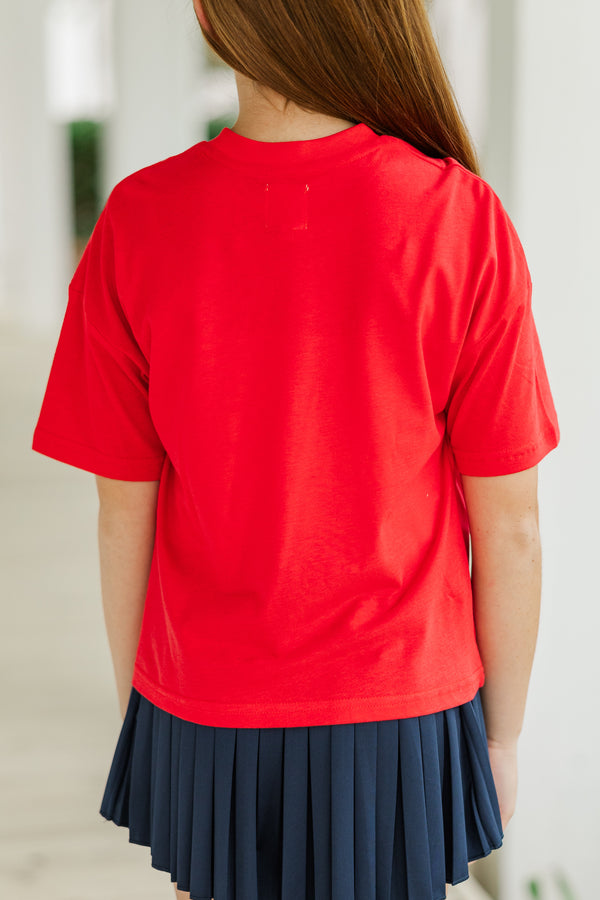 Girls: Wildly Happy Red Graphic Tee