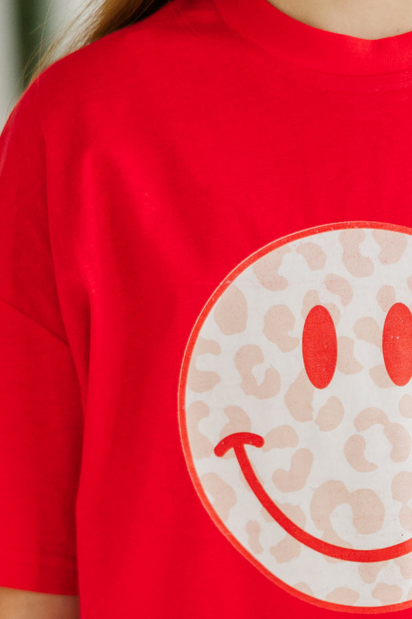 Girls: Wildly Happy Red Graphic Tee