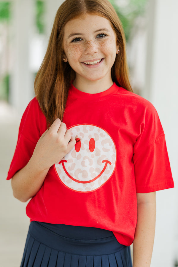 Girls: Wildly Happy Red Graphic Tee