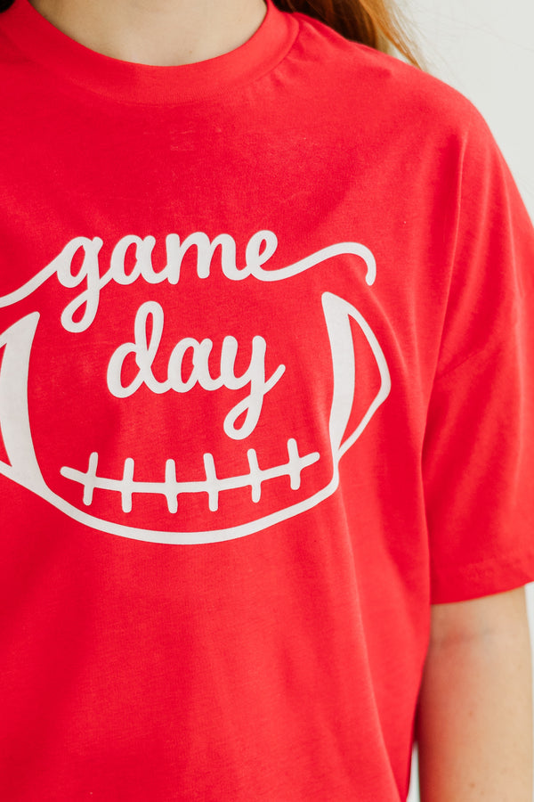 Girls: It's Game Day Red Graphic Tee