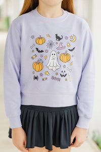 Girls: Halloween Essentials Lavender Graphic Sweatshirt