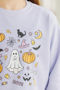 Girls: Halloween Essentials Lavender Graphic Sweatshirt