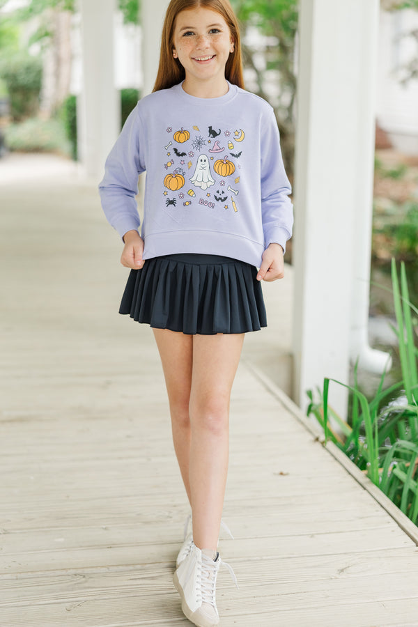 Girls: Halloween Essentials Lavender Graphic Sweatshirt