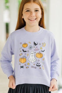 Girls: Halloween Essentials Lavender Graphic Sweatshirt