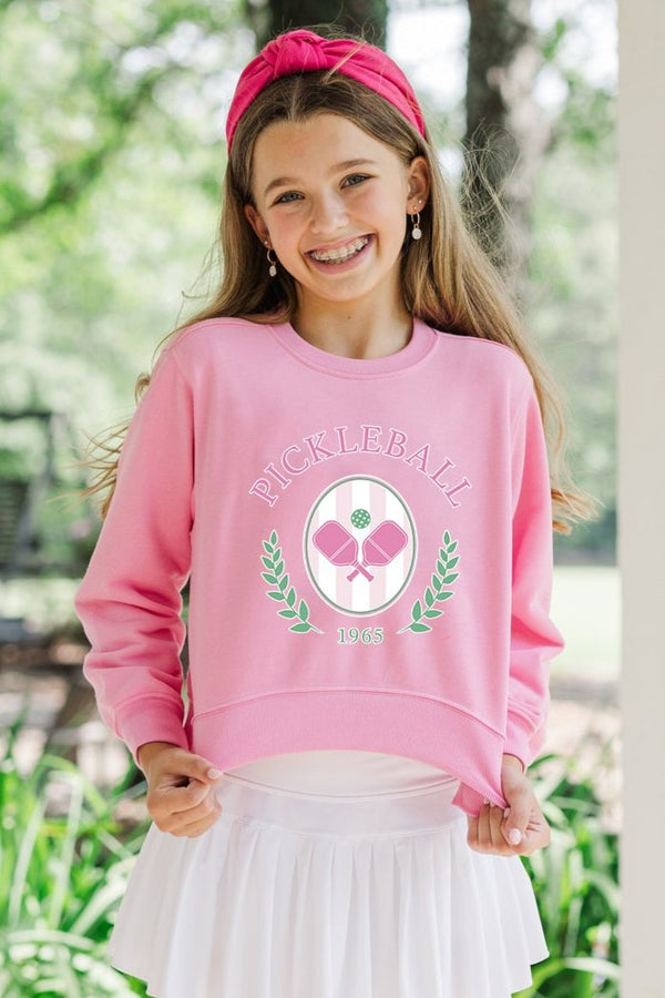 Girls: Pickleball Club Bubblegum Pink Graphic Sweatshirt