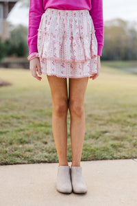 Girls: Sweet Dreams Pink Floral Ruffled Skirt