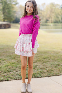 Girls: Sweet Dreams Pink Floral Ruffled Skirt