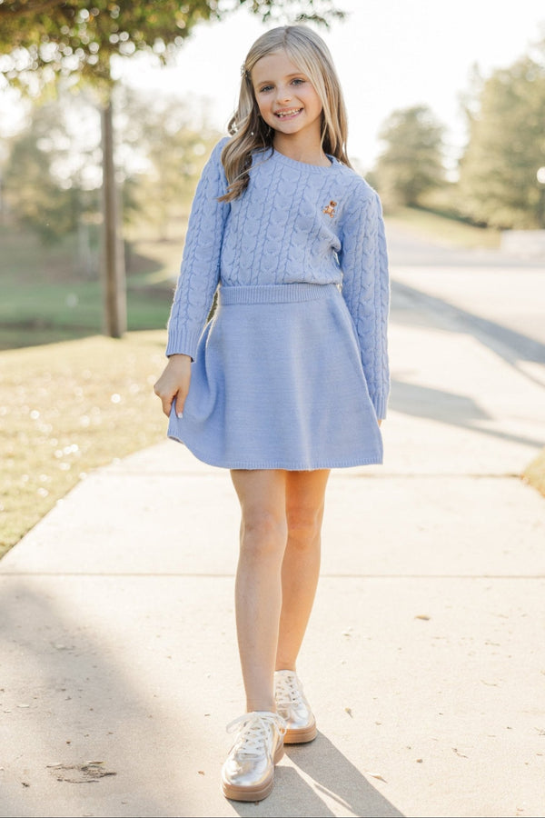 Girls: The Alex Light Blue Knit Skirt