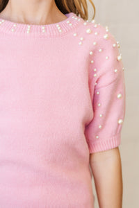 Girls: Long Story Pink Embellished Sweater