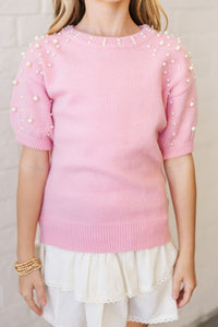 Girls: Long Story Pink Embellished Sweater