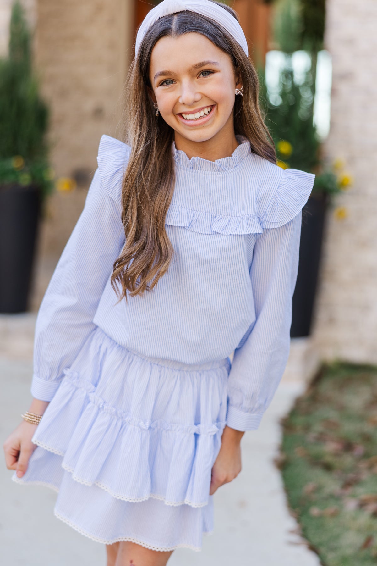 Light Blue Striped Blouse
