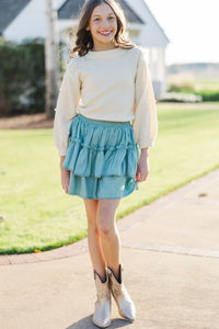 Girls: Sweet Dreams Teal Blue Ruffled Skirt