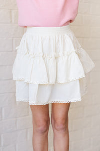 Girls: Sweet Dreams White Ruffled Skort