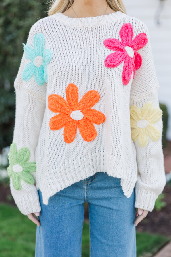 The Dream Cream Floral Embroidered Sweater