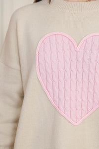 The Lovey Taupe Heart Sweater