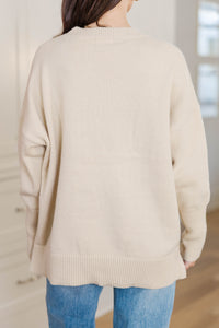 The Lovey Taupe Heart Sweater