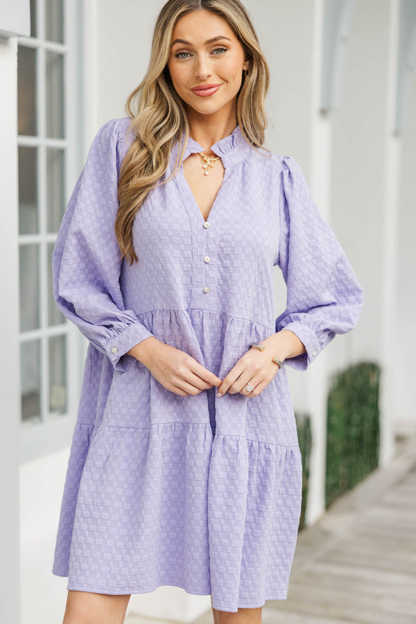 All Up To You Lavender Purple Textured Dress