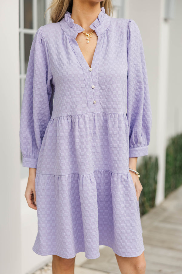All Up To You Lavender Purple Textured Dress