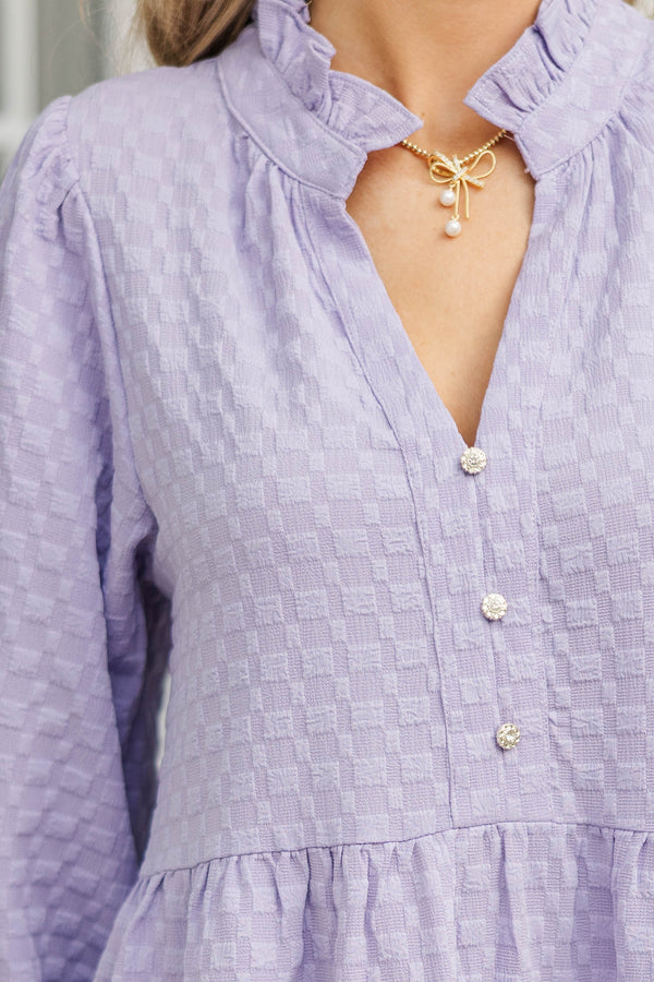 All Up To You Lavender Purple Textured Dress