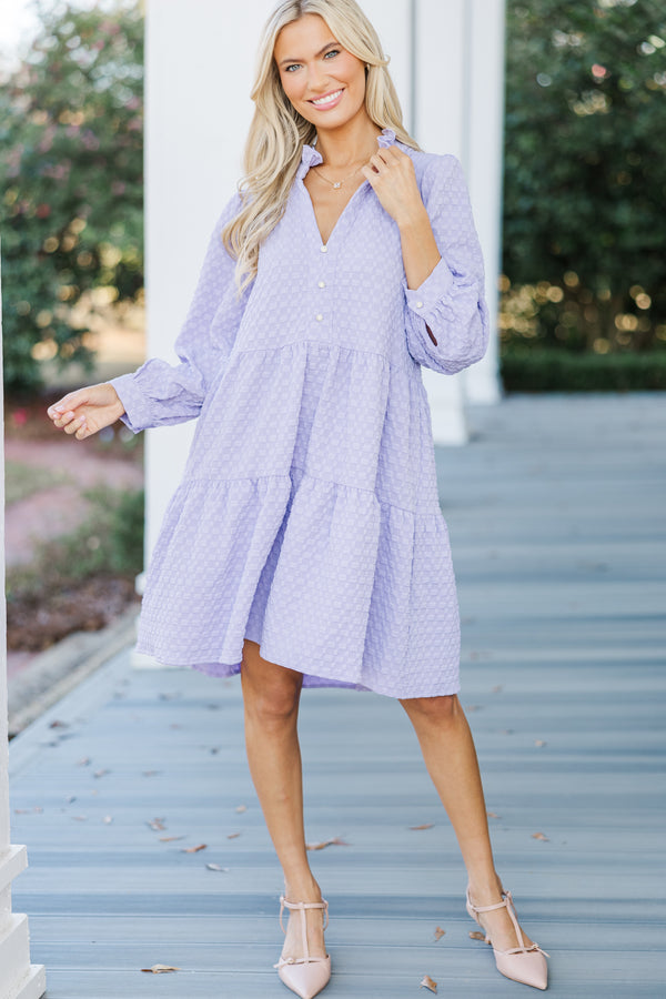 All Up To You Lavender Purple Textured Dress