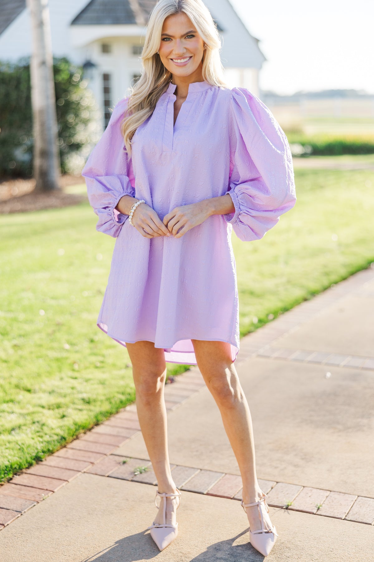 The Idyllic Lavender Purple Textured Dress – Shop the Mint