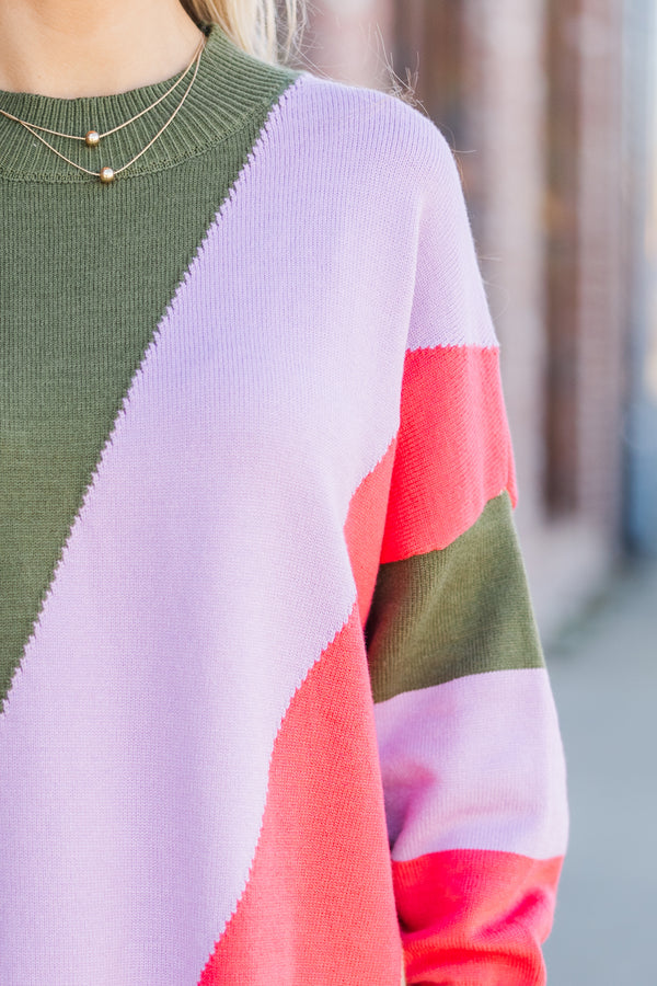 A Perfect Love Fuchsia Pink Colorblock Sweater