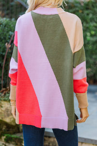 A Perfect Love Fuchsia Pink Colorblock Sweater