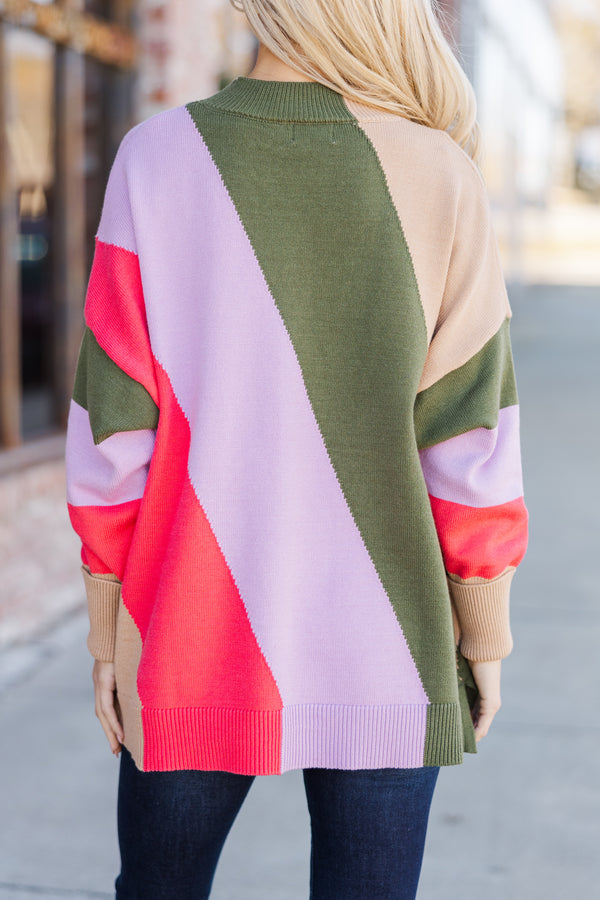 A Perfect Love Fuchsia Pink Colorblock Sweater