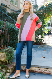 A Perfect Love Fuchsia Pink Colorblock Sweater