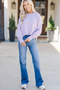Lucky You Lavender Purple Cropped Sweater