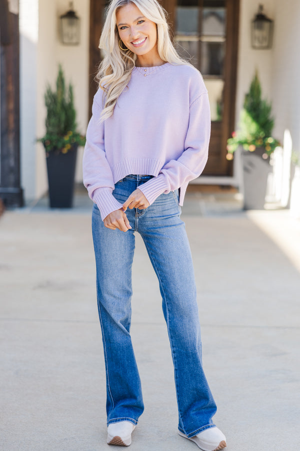 Lucky You Lavender Purple Cropped Sweater