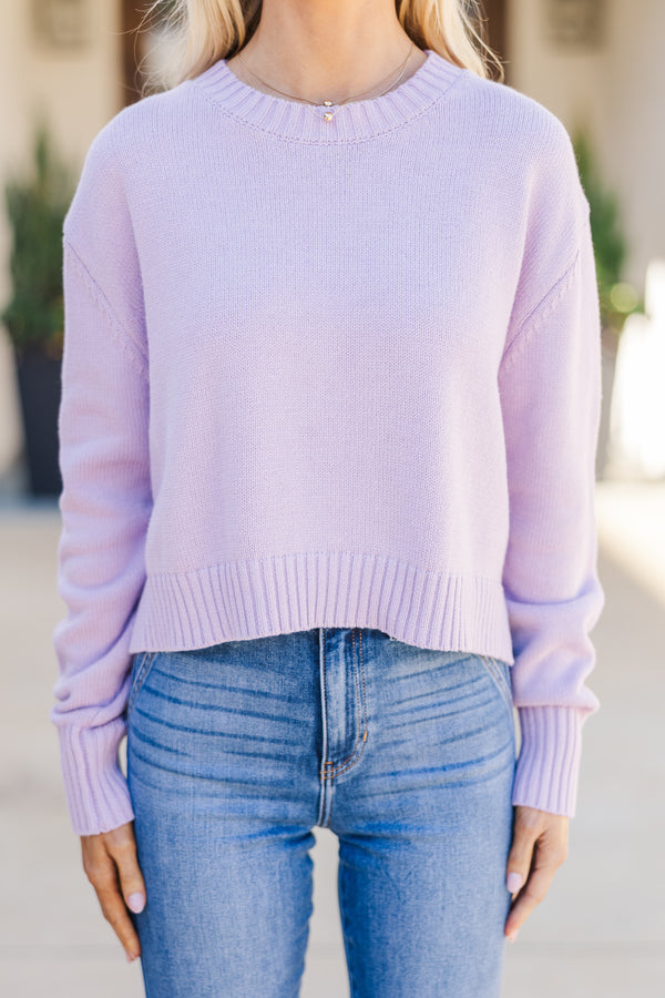 Lucky You Lavender Purple Cropped Sweater