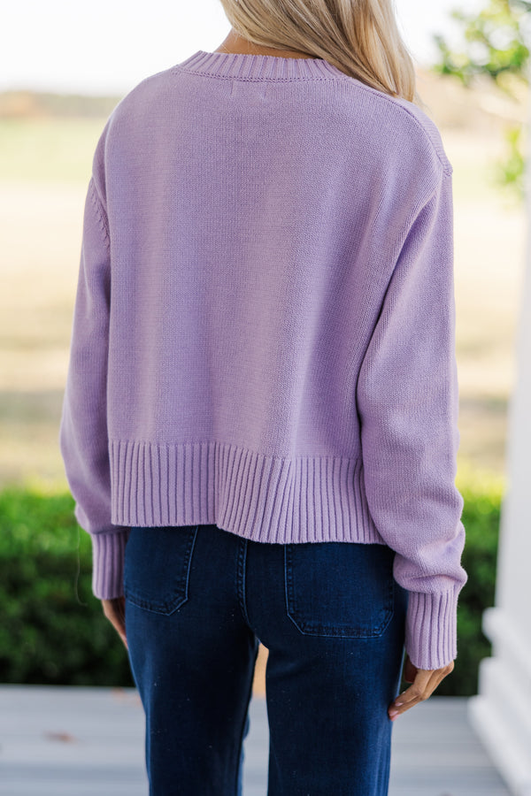 Lucky You Lavender Purple Cropped Sweater