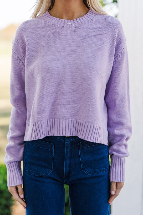 Lucky You Lavender Purple Cropped Sweater