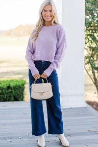 Lucky You Lavender Purple Cropped Sweater