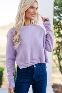 Lucky You Lavender Purple Cropped Sweater