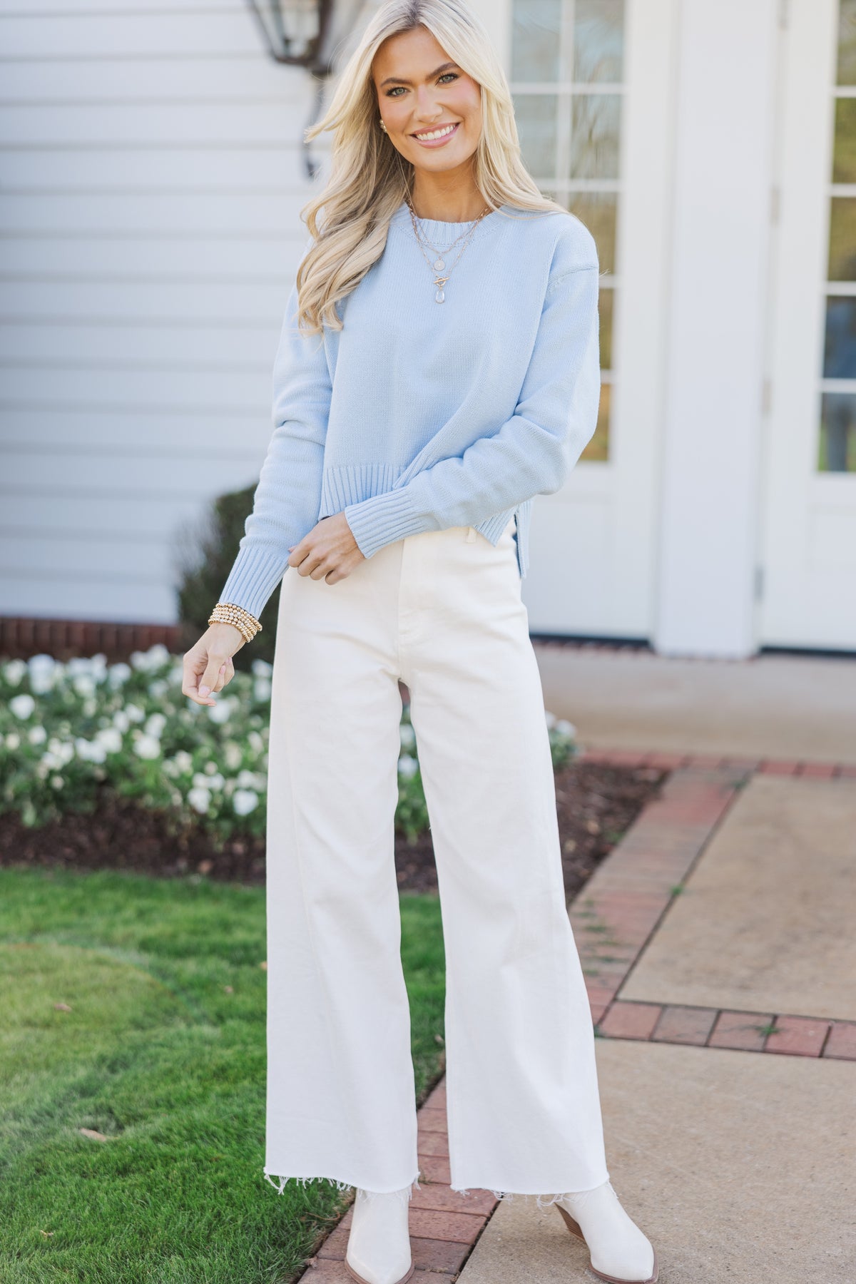 Lucky You Light Blue Cropped Sweater – Shop the Mint