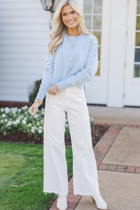 Lucky You Light Blue Cropped Sweater